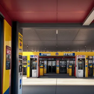 Cafeteria Entrance at Modern Urban Train Station