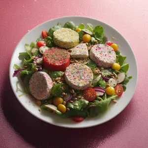 Healthy Gourmet Salad with Fresh Vegetables and Berries