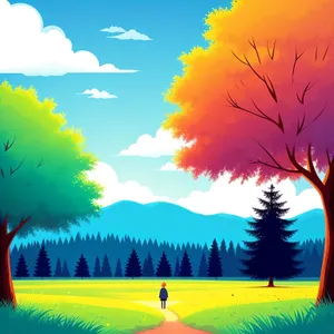 Golden Horizon: Serene Oak Landscape under Sunlit Sky