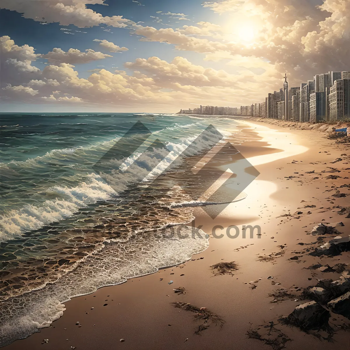 Picture of Serene Coastal Sunset Over Tropical Beach