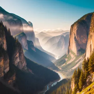 Majestic Canyon Landscape Amongst Towering Mountains