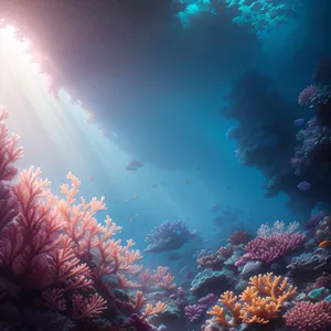 Colorful Coral Reef in Sunlit Ocean