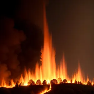 Fiery Blaze: Burning Flames Illuminate Warm Fireplace