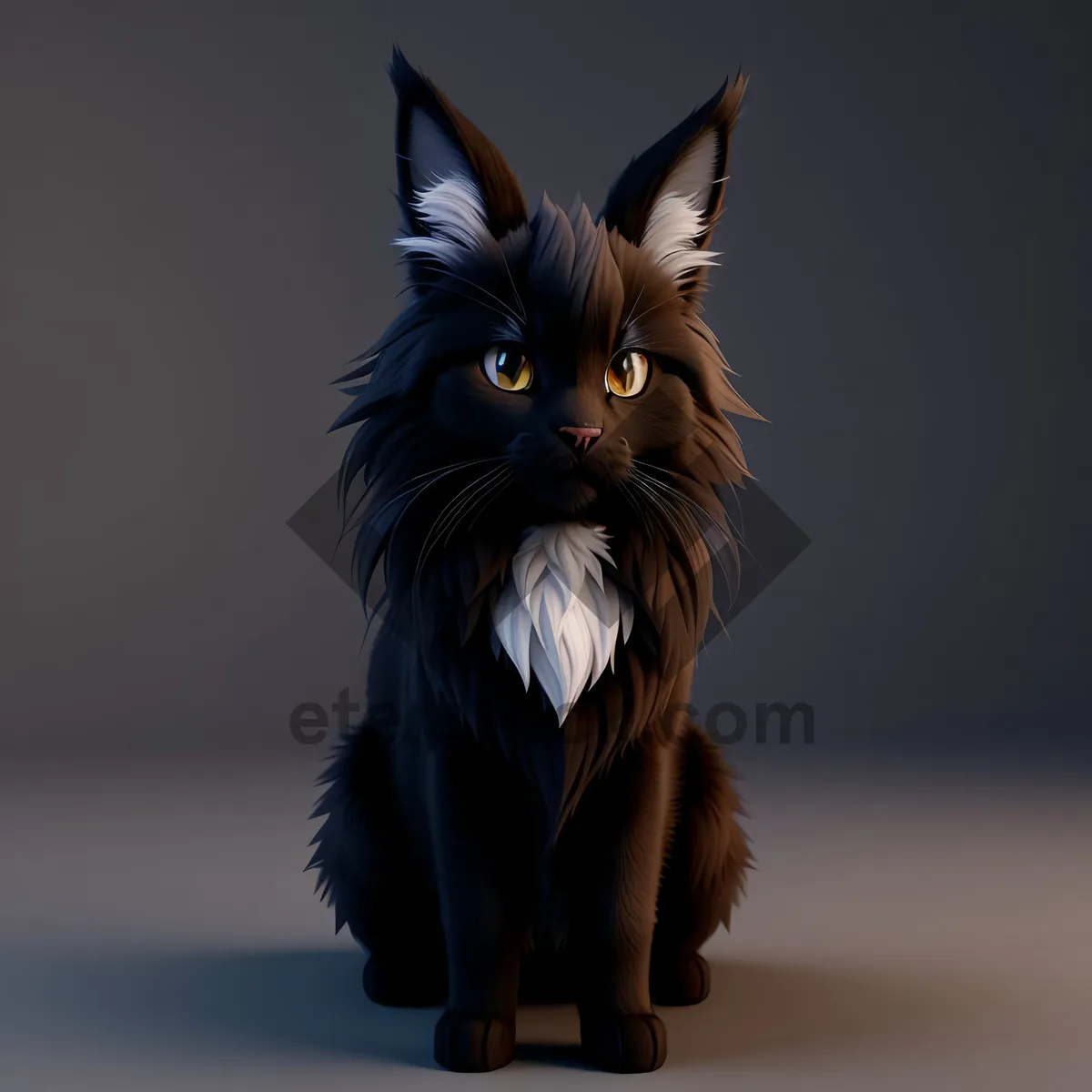 Picture of Furry Fluffball: Adorable Studio Portrait of a Cute Domestic Kitten