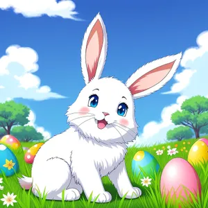 Easter Bunny Fun: Cute Cartoon Rabbit Art