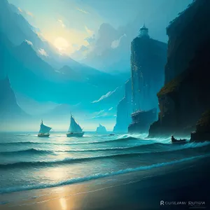 Serene Sunset Over Coastal Ocean