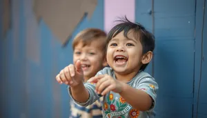 Happy father and son smiling together in park