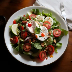 Gourmet vegetable salad with fresh tomato and pepper.