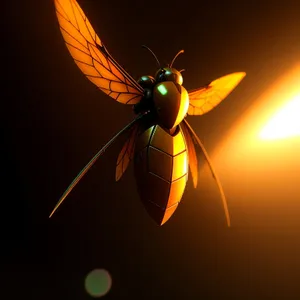 Winged Artistic 3D Icon with Radiant Light.