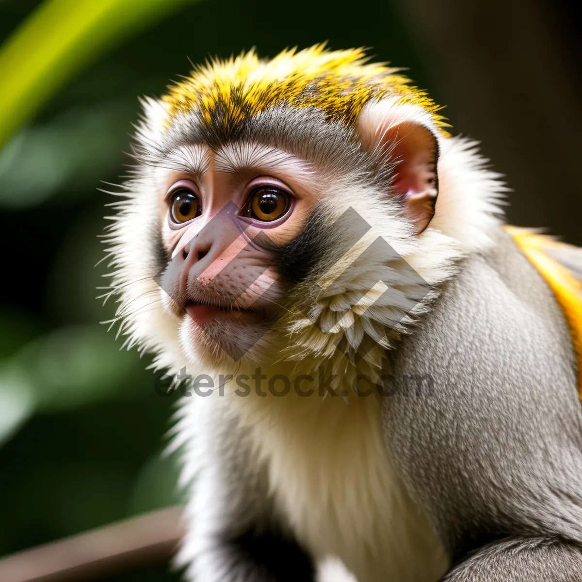 Picture of Playful Macaque Monkey in Jungle Habitat
