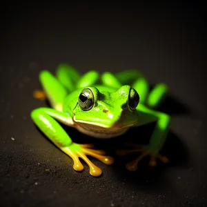 Vibrant Orange Eyed Tree Frog in Wildlife