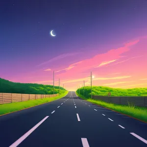 Scenic Country Highway Surrounded by Green Meadows