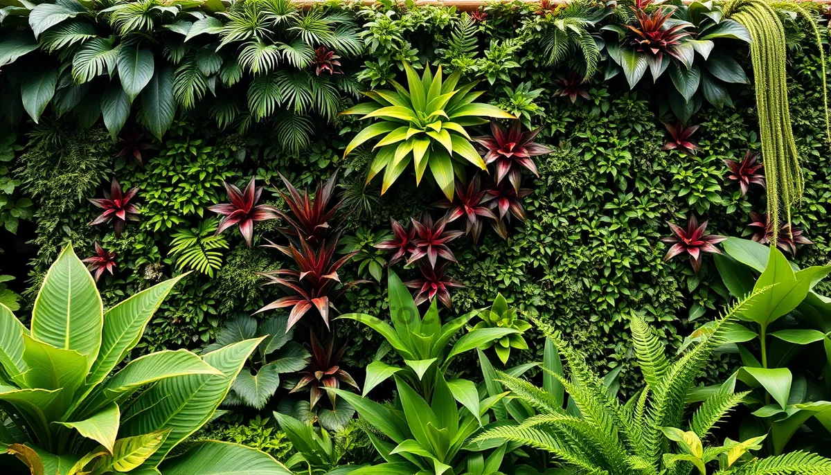 Picture of Tropical Plant with Colorful Flowers in Garden