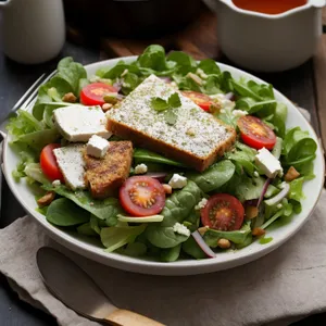 Delicious Gourmet Salad with Fresh Vegetables and Cheese