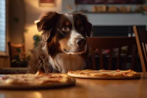 Adorable brown border collie puppy with soulful eyes.