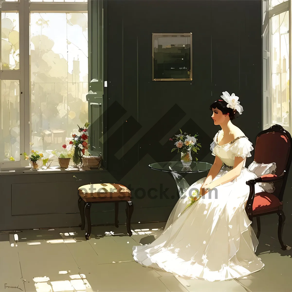 Picture of Joyful Wedding Bliss: Smiling Bride and Groom