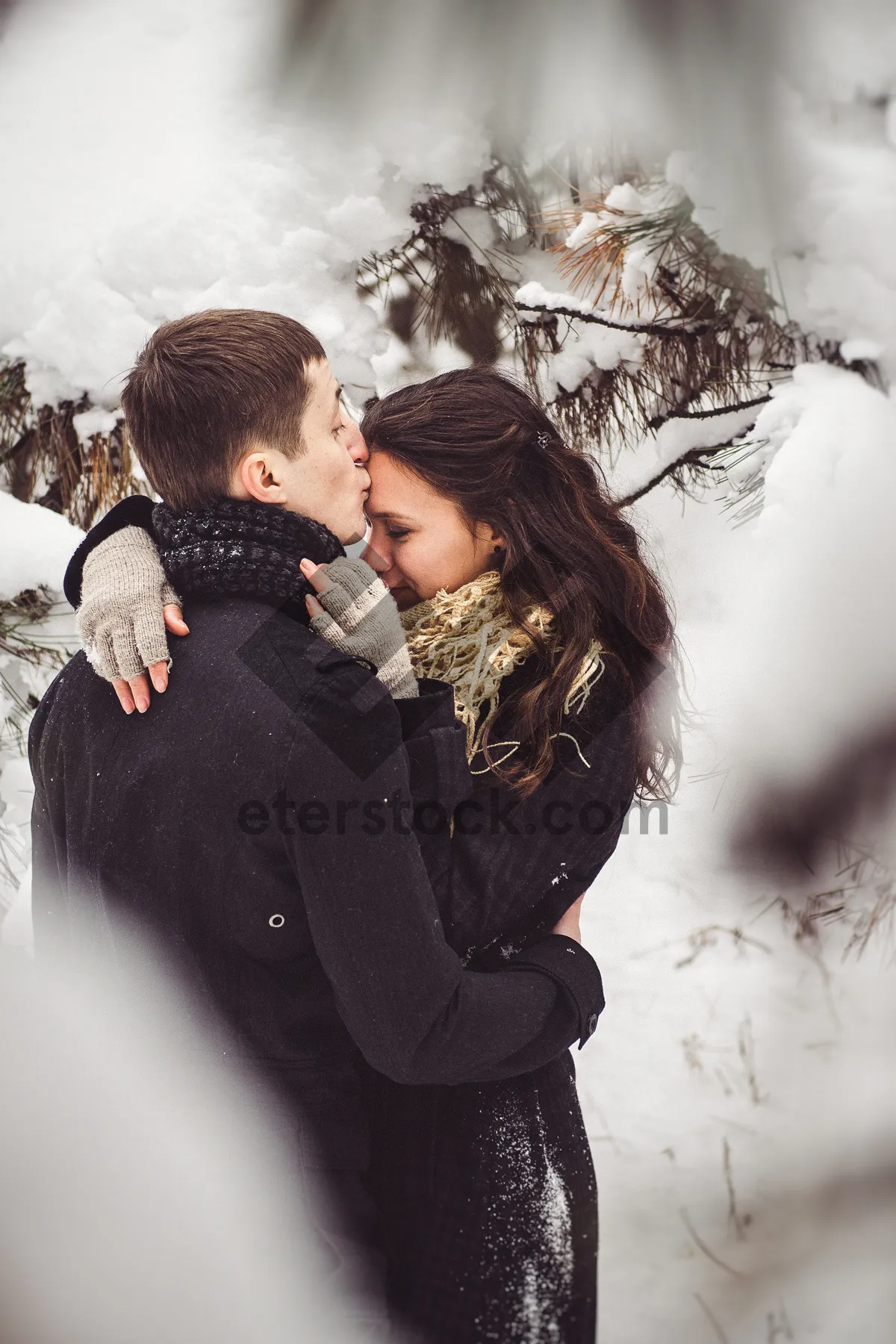 Picture of Attractive Smiling Teenager in Winter Snow