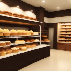 Modern Kitchen Counter in a Bakery Shop