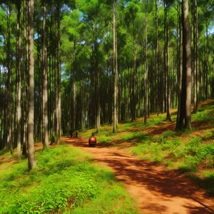 Tranquil Forest Pathway with Lush Green Foliage