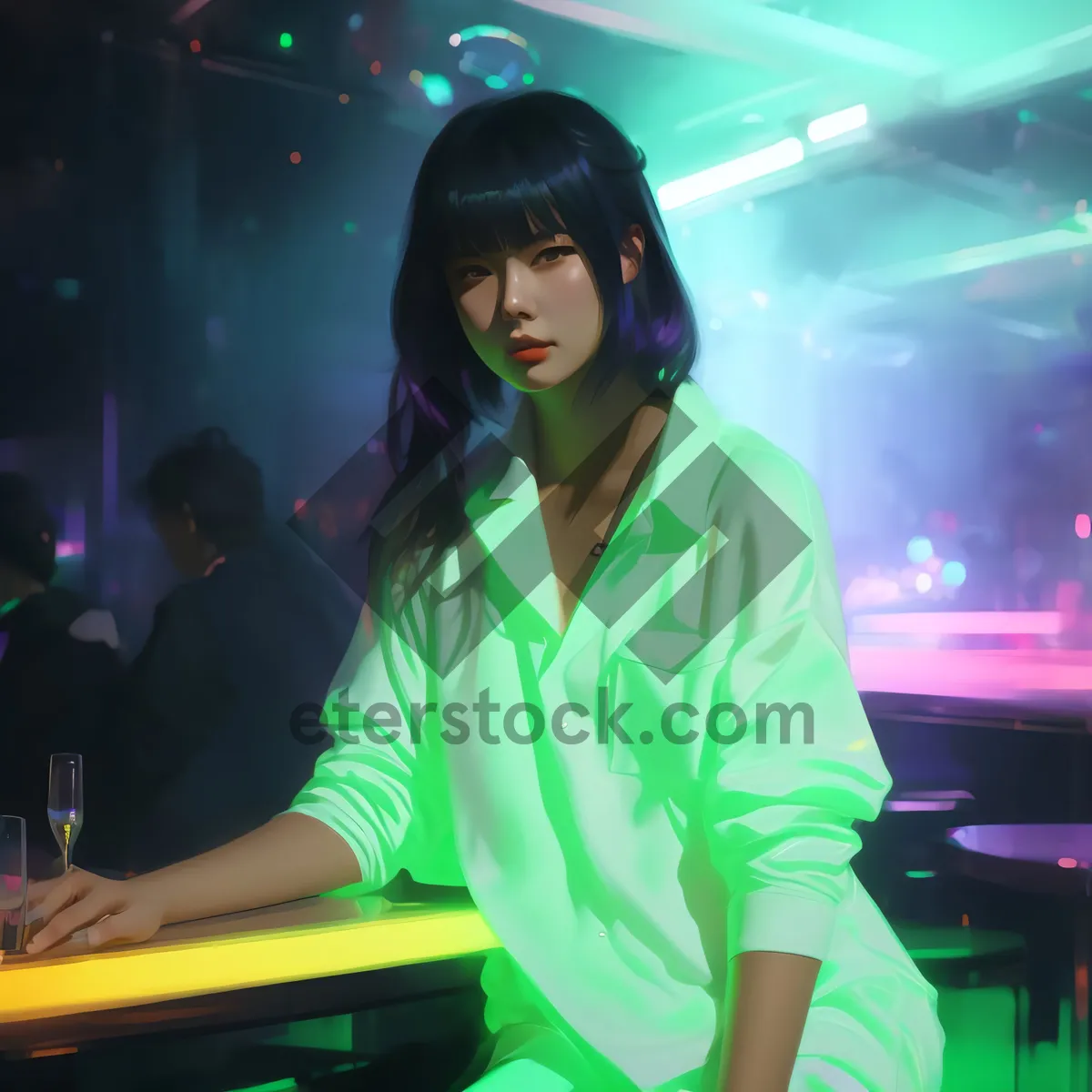 Picture of Attractive Lady DJ Spinning Tracks at Nightclub Party