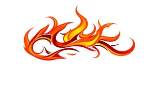 Fiery graphic symbol design with blazing heat