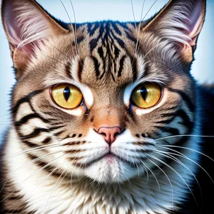 Curious Furry Tabby Cat Portrait