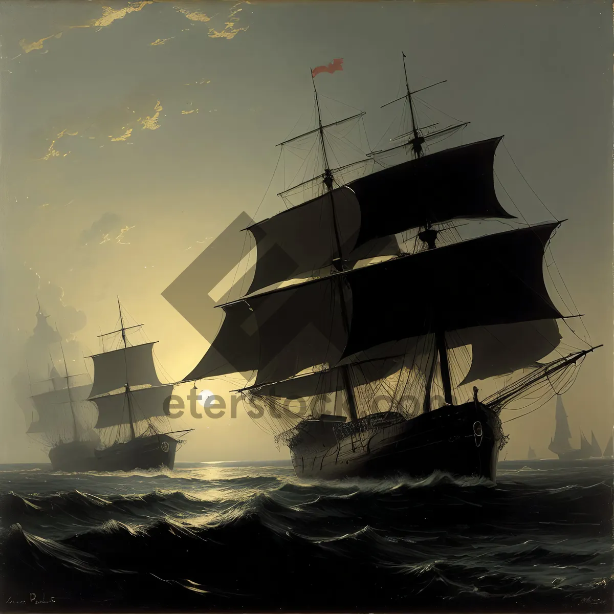 Picture of Sailing into Sunset: Nautical Pirates' Vessel