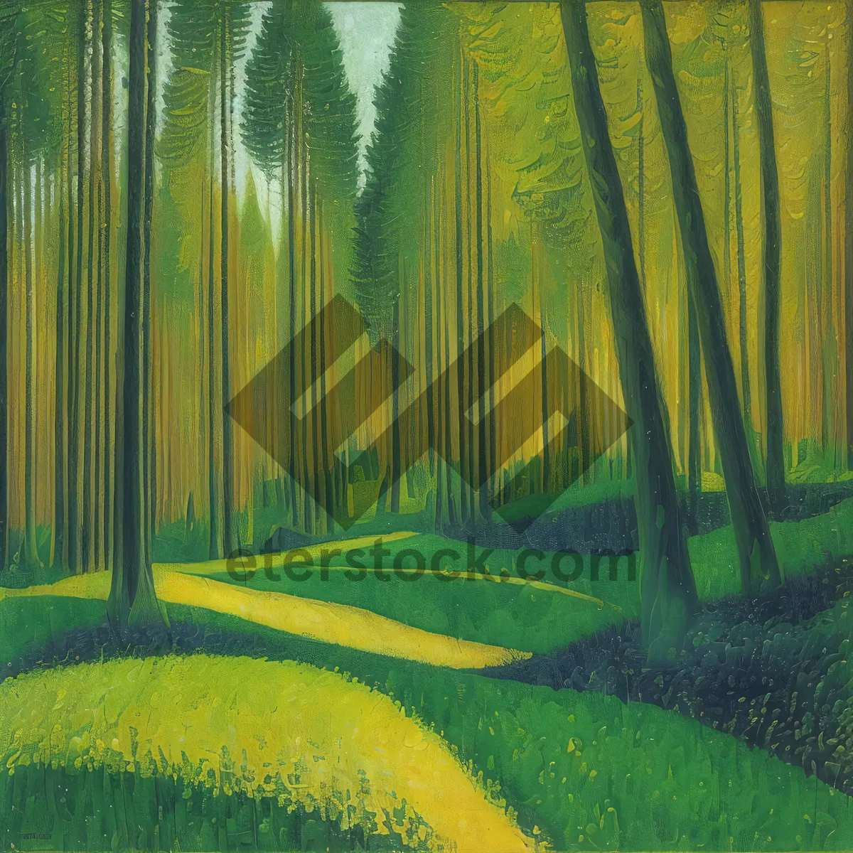 Picture of Sunlit Bamboo Forest in Summer's Serene Landscape