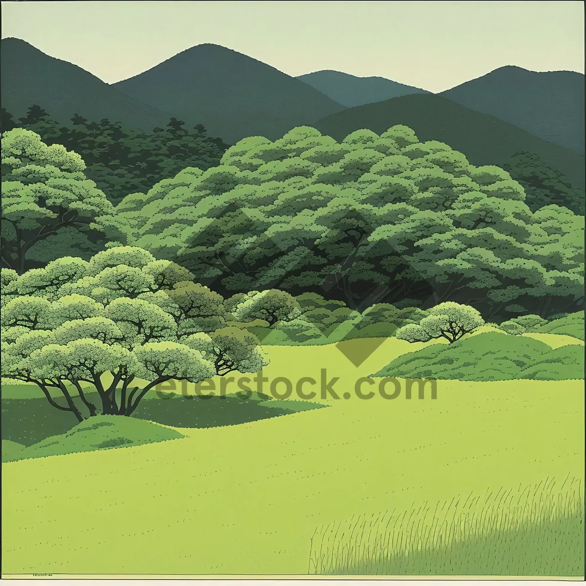 Picture of Serene Tea Plantation in Rural Landscape