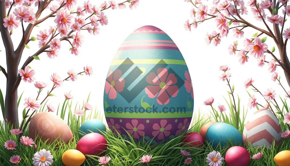 Picture of Colorful Easter Egg Decoration for Holiday Celebration.