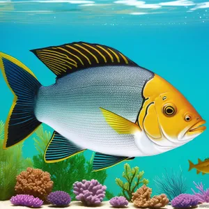 Colorful Tropical Reef Fish in Saltwater Aquarium