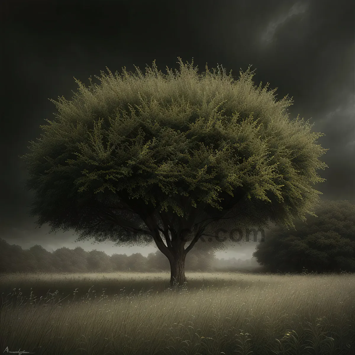 Picture of Willow Tree against A Cloudy Sky