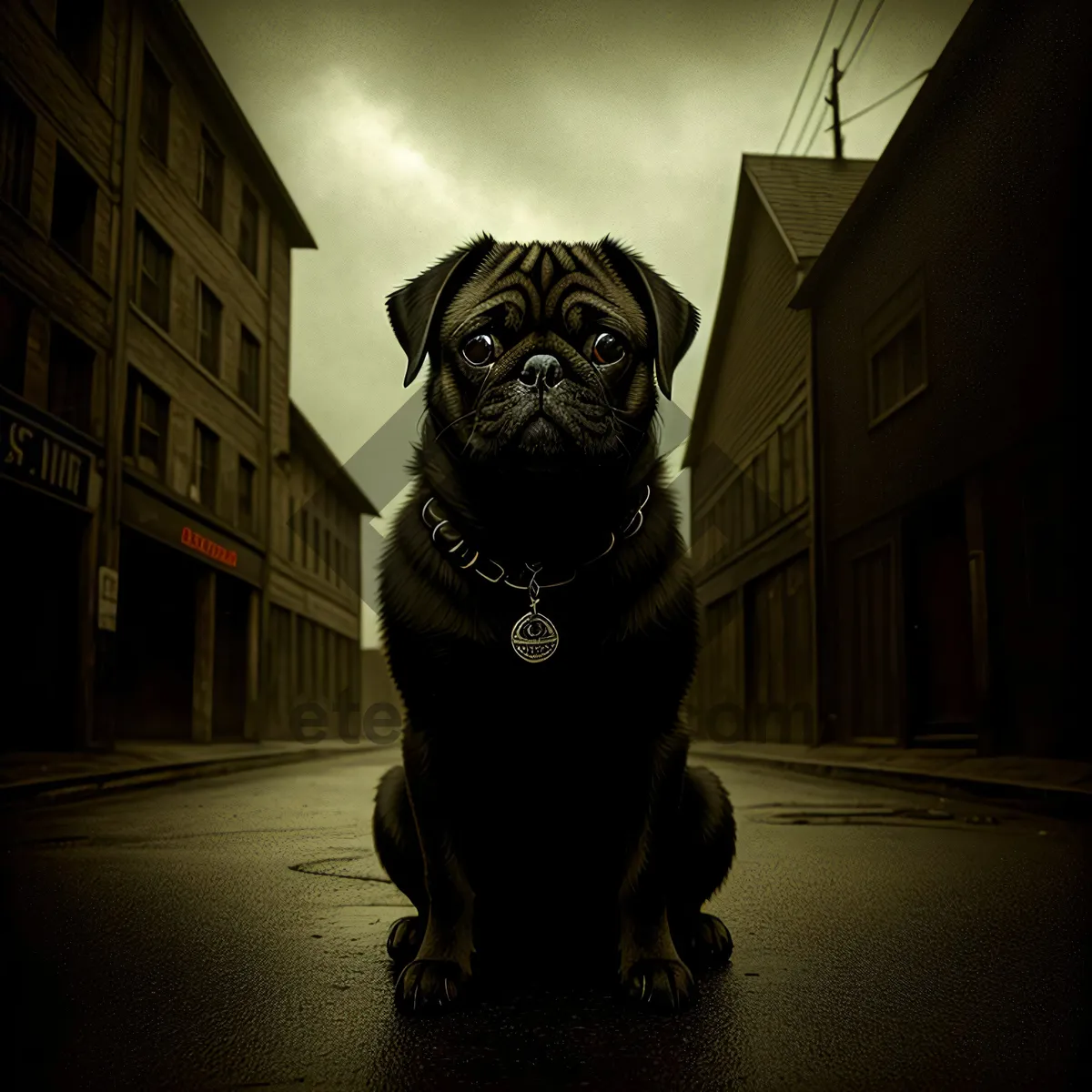 Picture of Adorable Black Pug Puppy: Cute and Playful Canine Companion