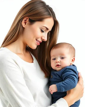 Happy mother smiling with adorable baby - Family portrait