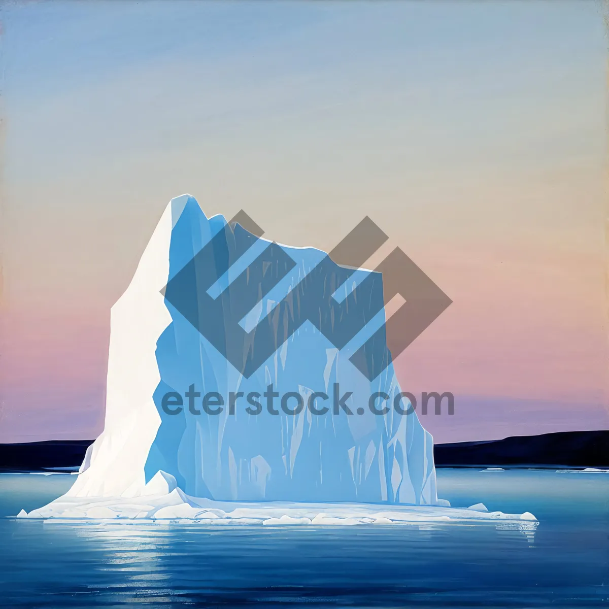 Picture of Frozen Arctic Mountain Landscape with Glacial Iceberg