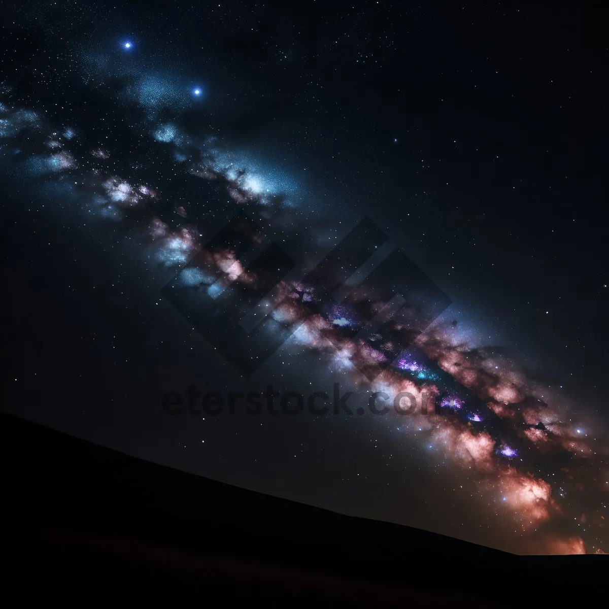 Picture of Celestial Night Sky with Glowing Moon and Stars