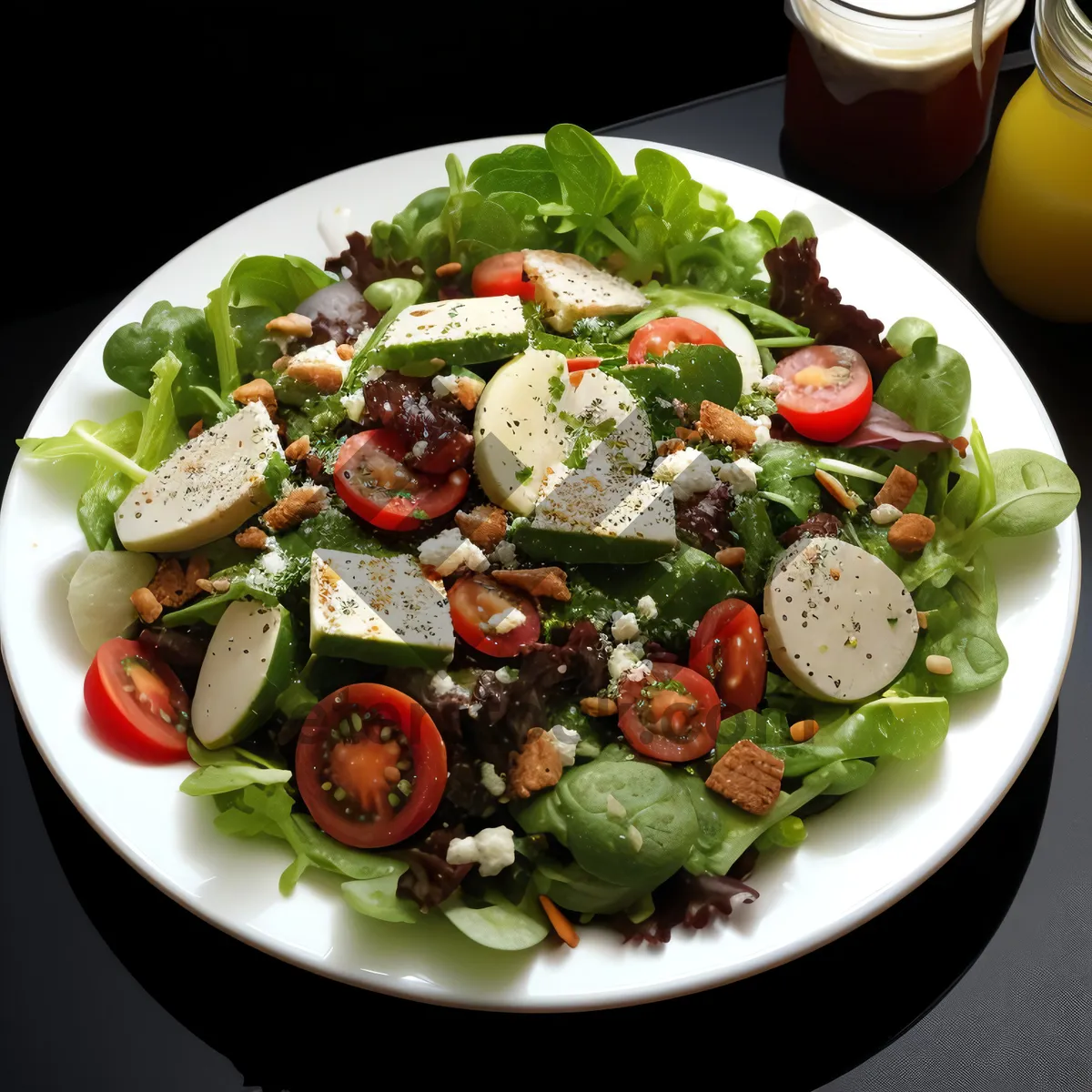 Picture of Delicious Gourmet Salad with Fresh Vegetables and Cheese