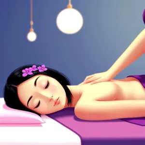 Beautician's Bliss: Seductive Smiling Lady Lying in a Pretty Portrait