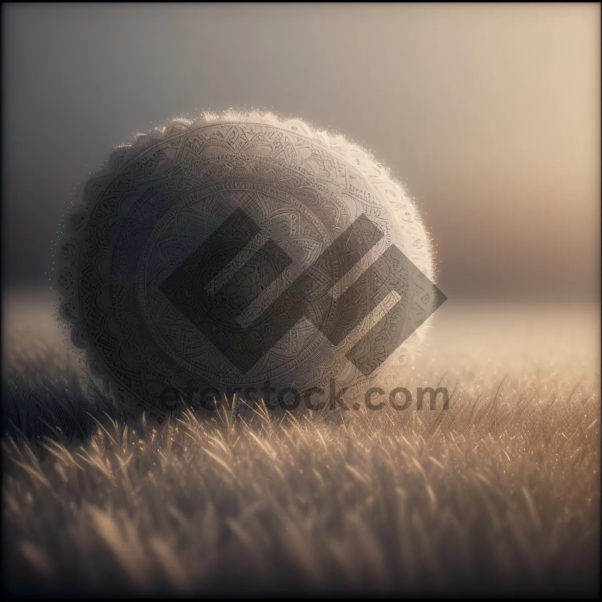 Picture of Round Tennis Ball on Hay Field