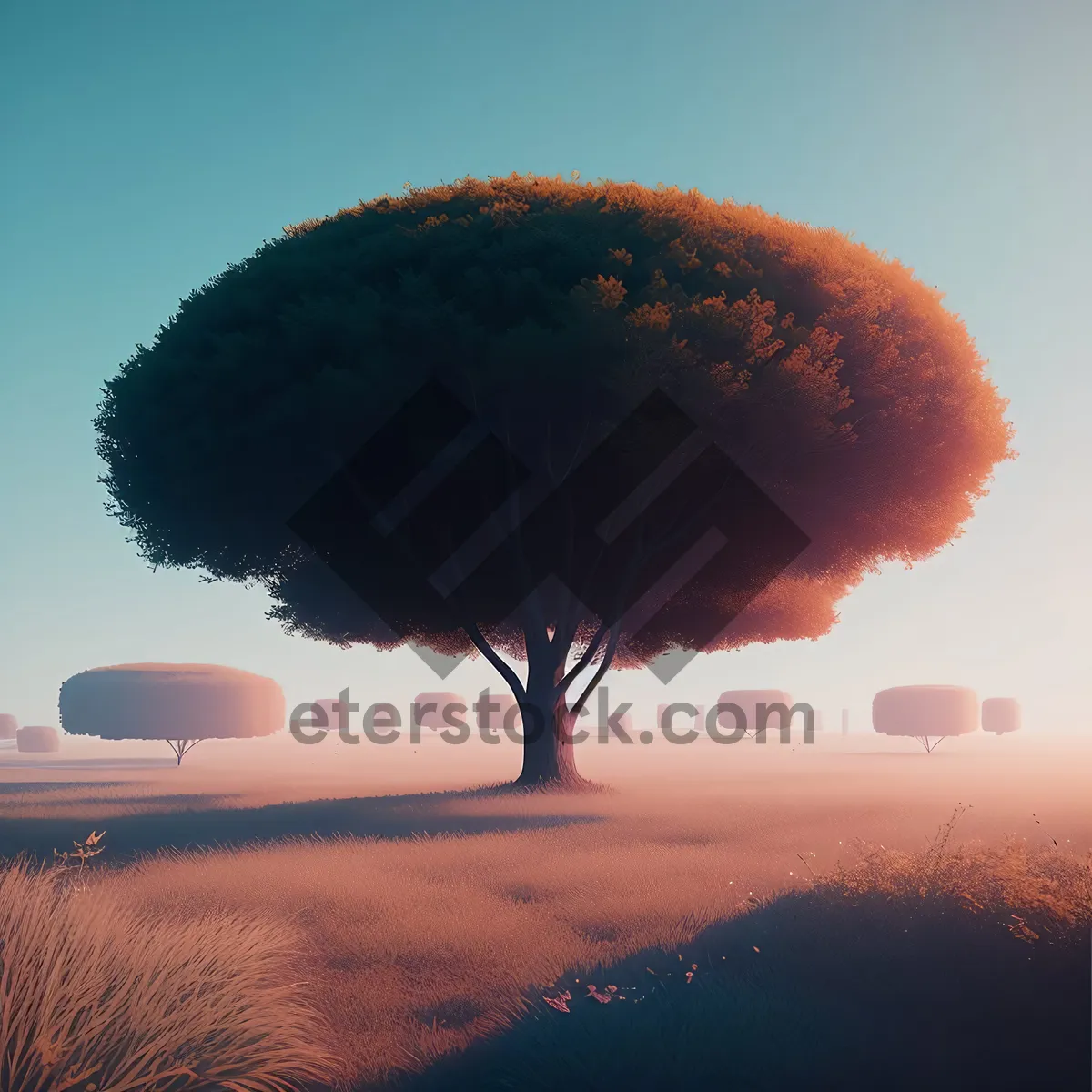 Picture of Beautiful Sunset Beach Landscape with Majestic Mountains