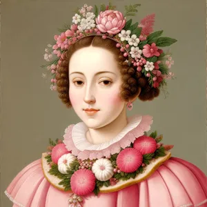 Doll-faced flower princess with captivating bouquet