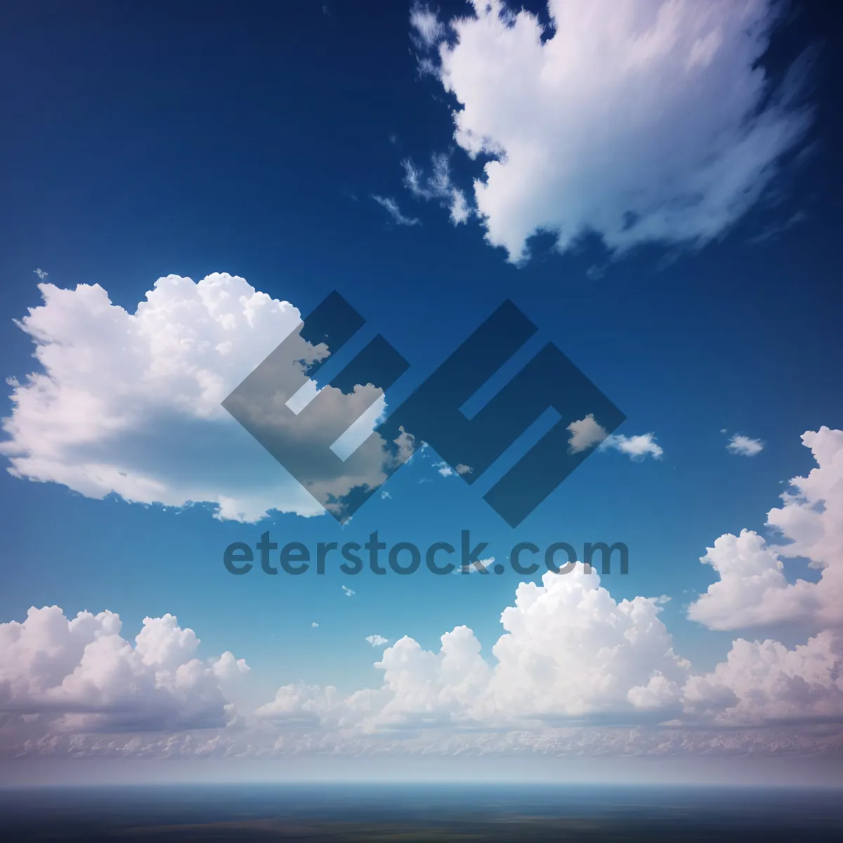 Picture of Vibrant Summer Sky with Fluffy Clouds