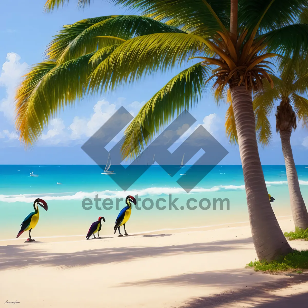 Picture of Tropical Paradise: Coconut Palms on Beach