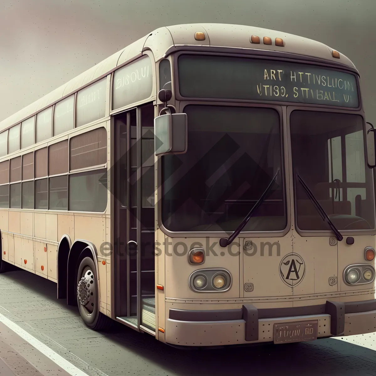 Picture of Busy road transport: Public shuttle bus on highway