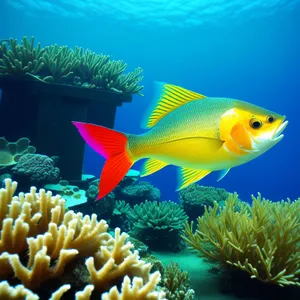 Colorful Marine Life Swimming in Exotic Coral Reef