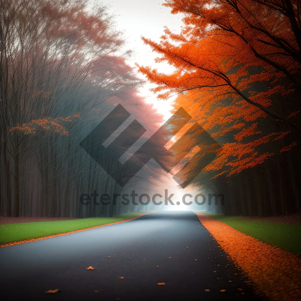 Picture of Sunset Drive on Rural Road with Majestic Sky