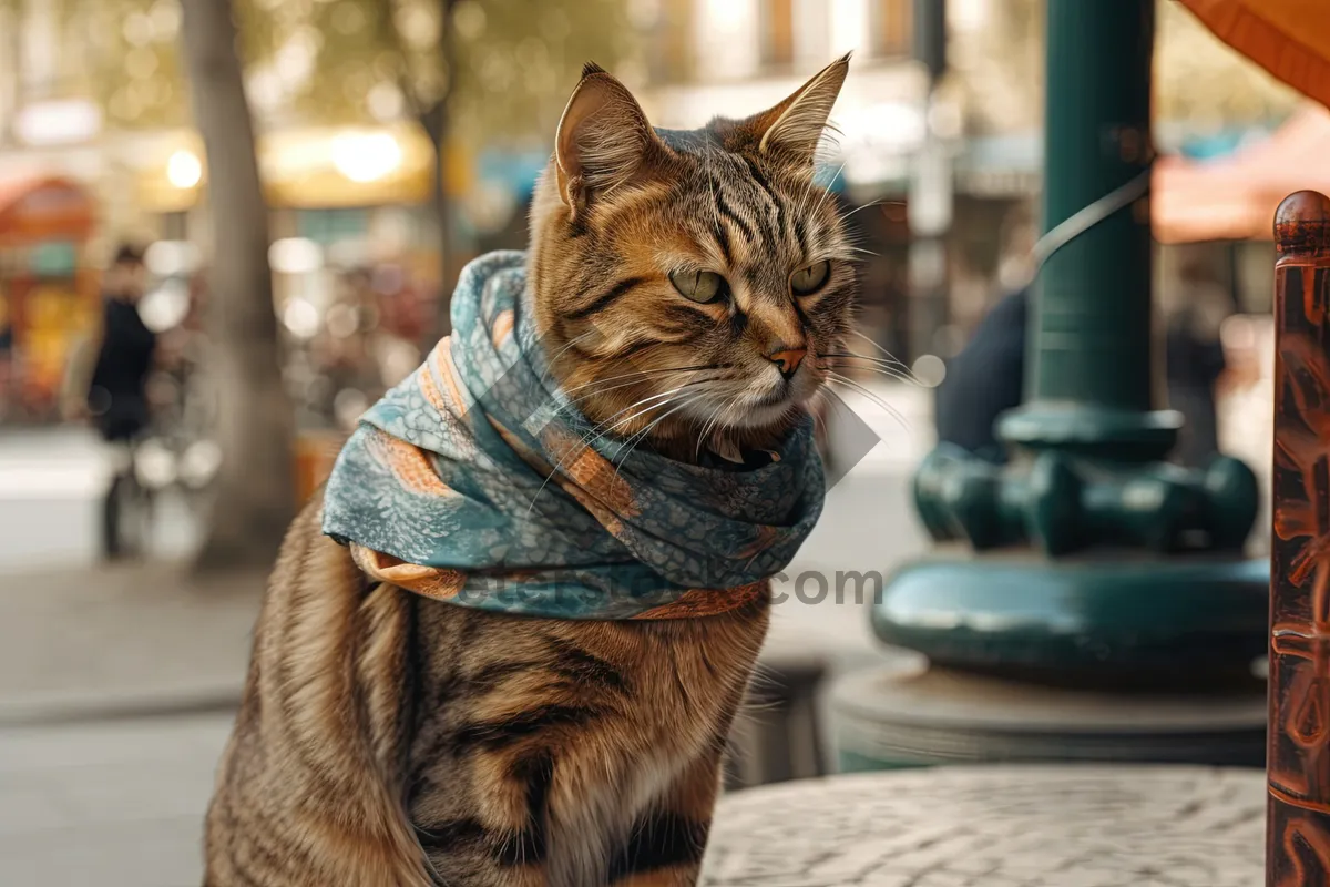 Picture of Cute Gray Tabby Cat with Whiskers