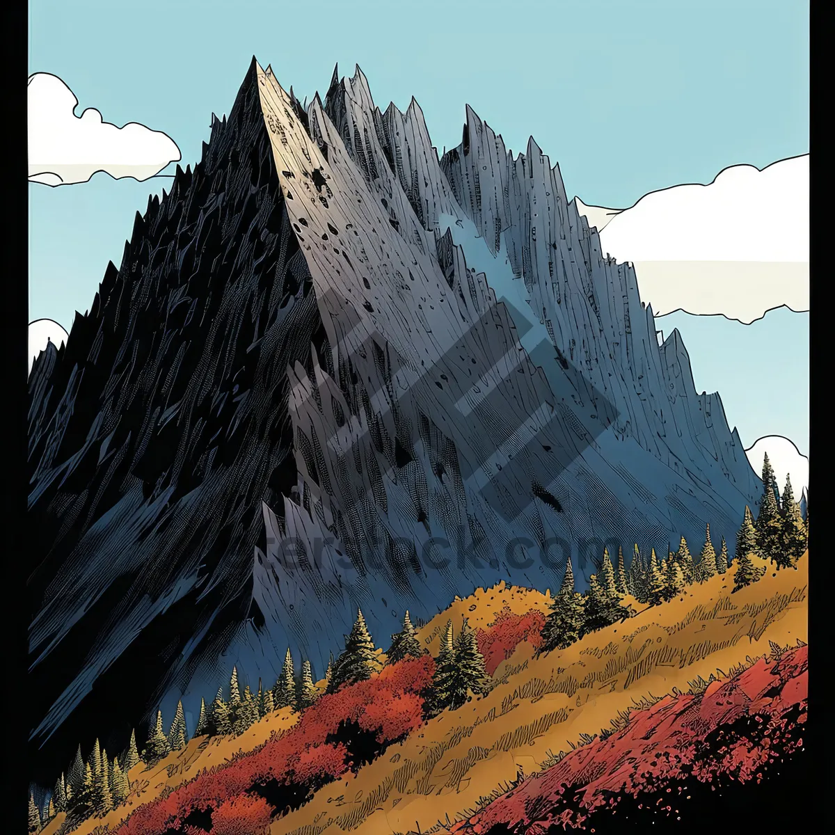 Picture of Majestic Mountain Range in Serene Natural Park