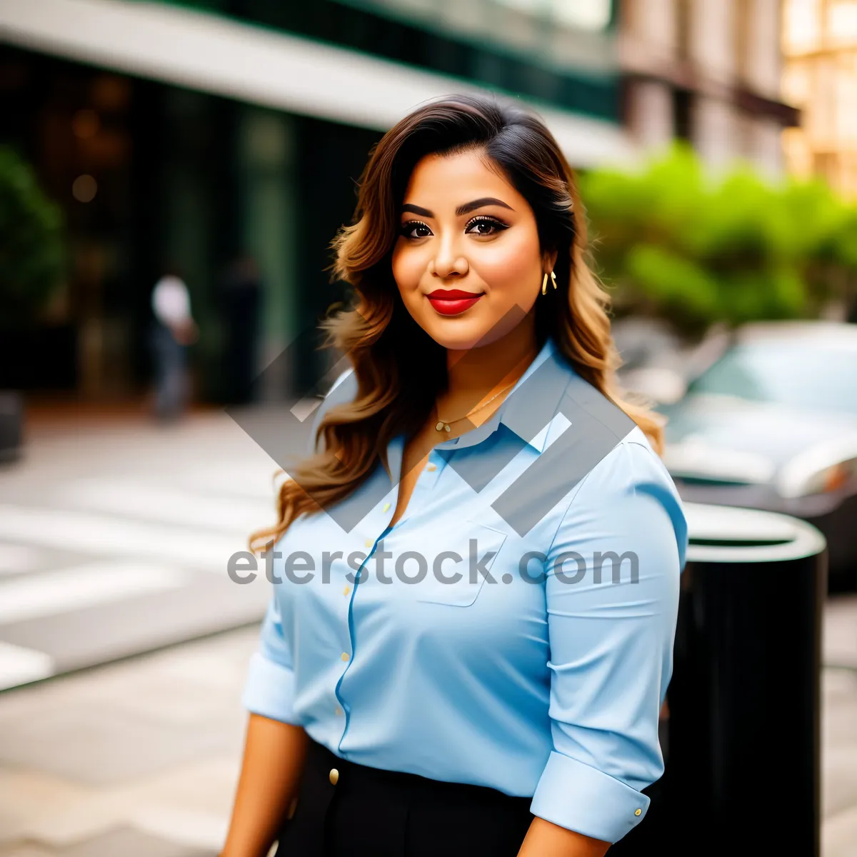 Picture of Attractive brunette businesswoman smiling at the office.