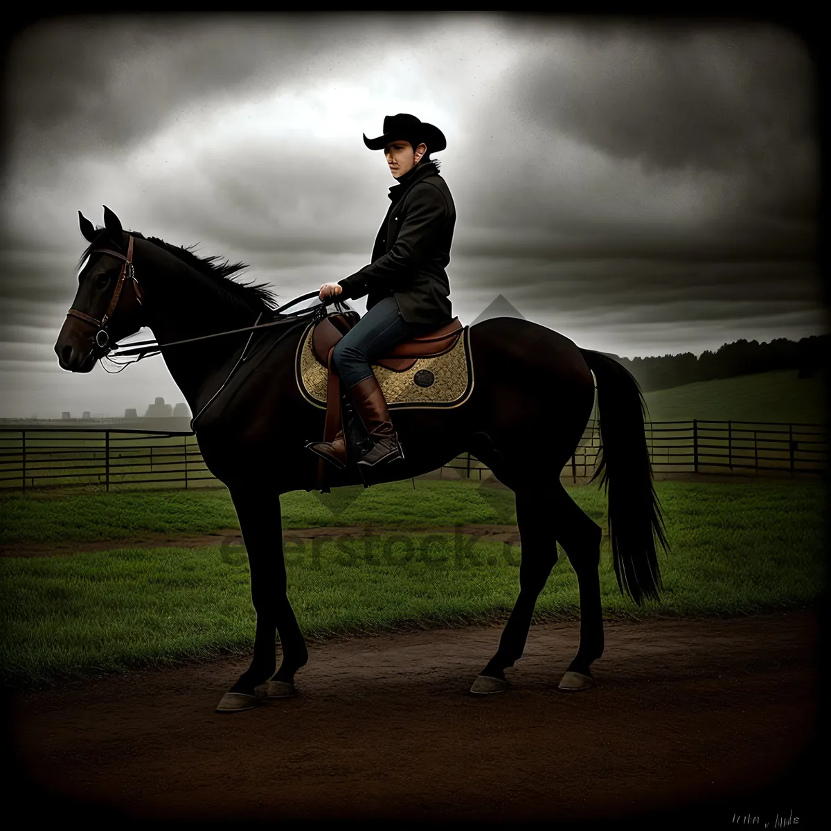 Picture of Graceful Equestrian Saddle in Horseback Riding